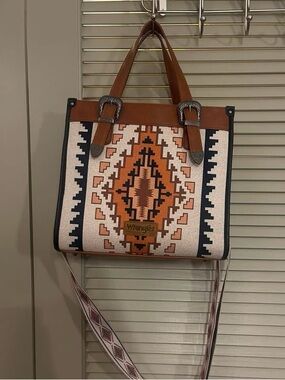 Wrangler Brown, Orange & Black Southwestern Shoulder Tote